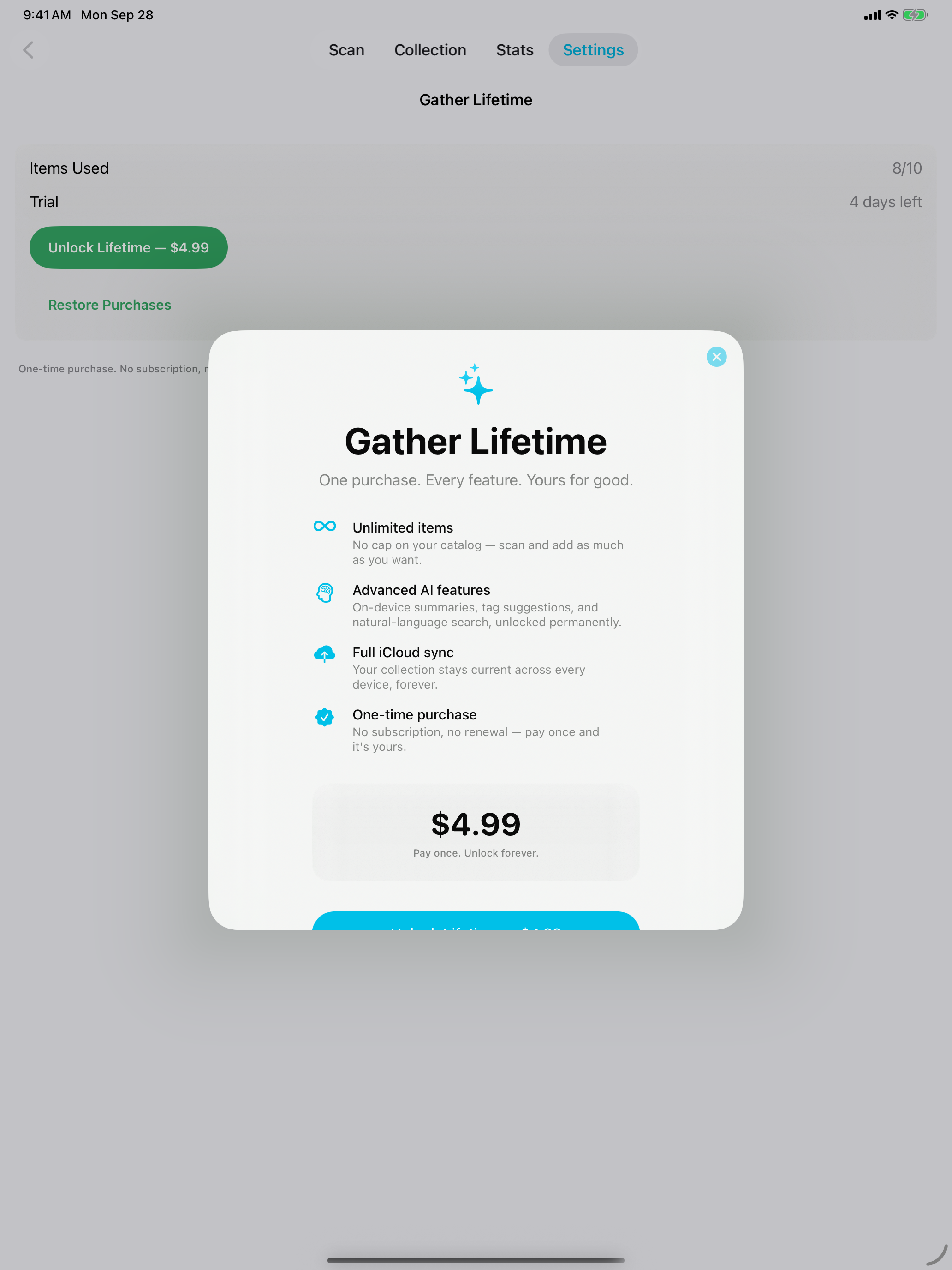 Gather iPad interface