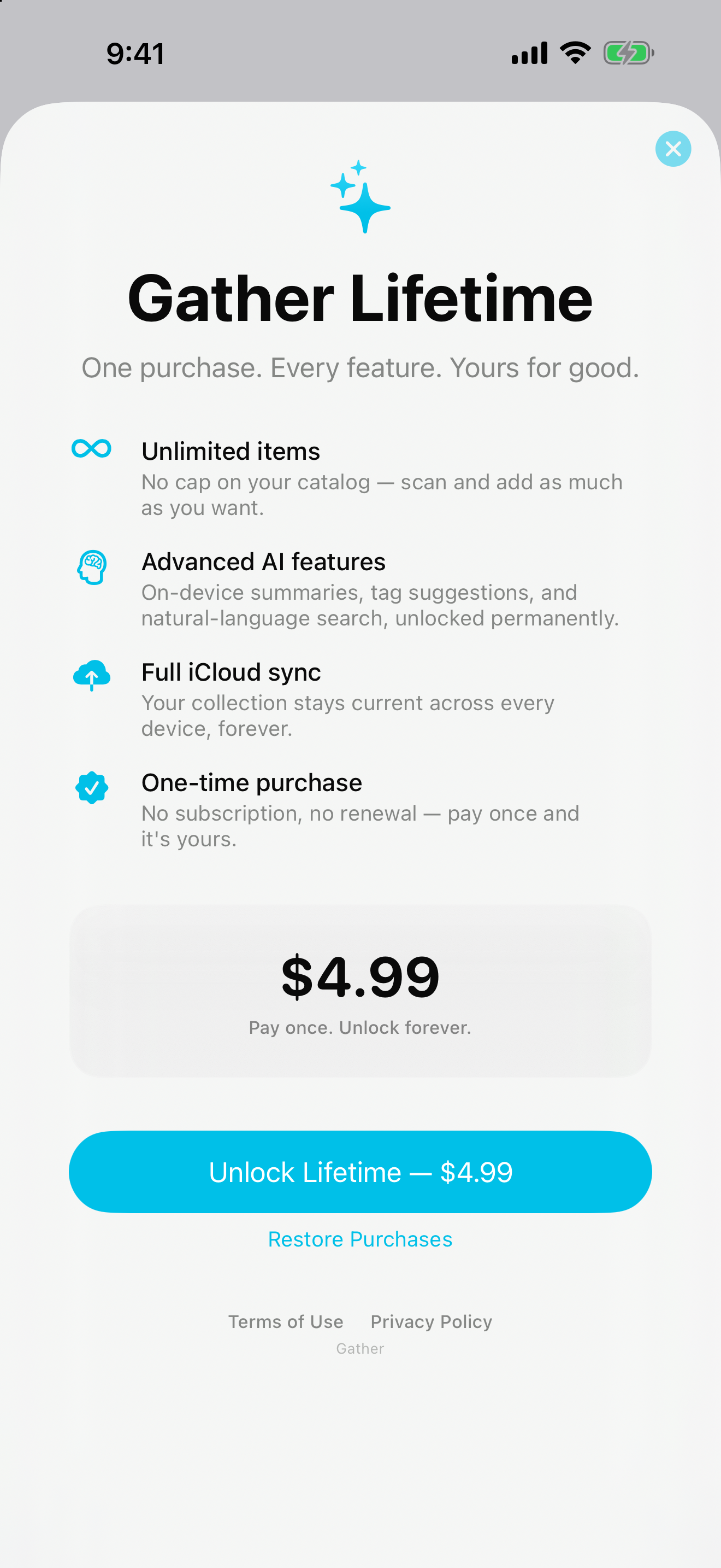 Gather iPhone interface