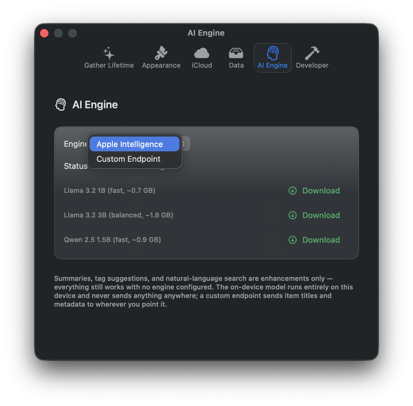 Gather macOS interface