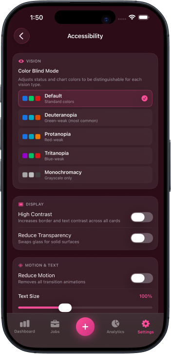 Accessibility settings