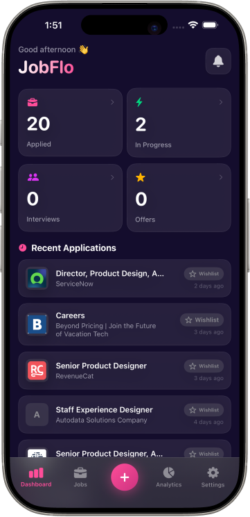 Jobflo iOS app screenshot