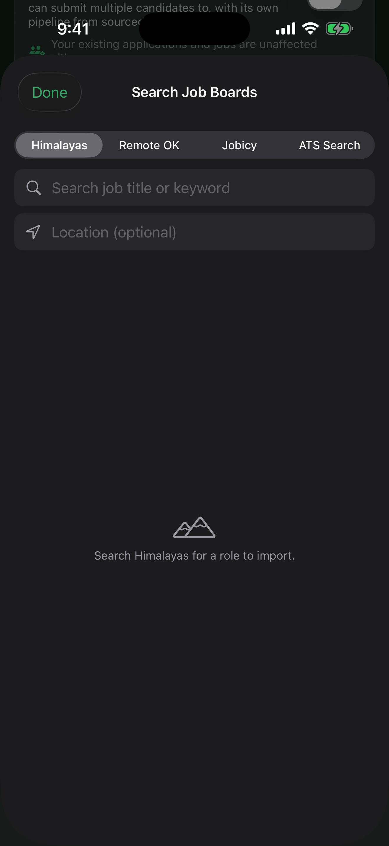 Search job boards in JobFlo on iPhone